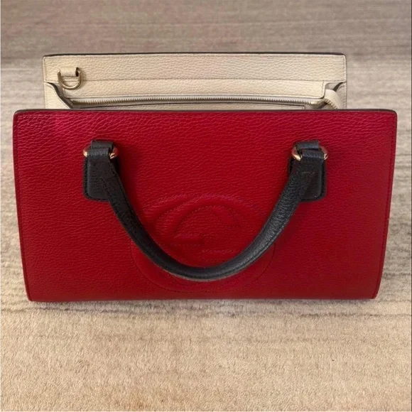 Gucci Red and Black Leather Satchel - Picture 1 of 7